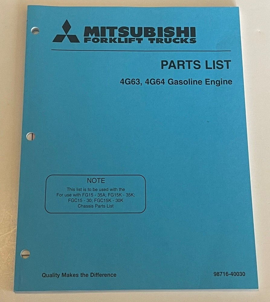 Mitsubishi Forklift OEM Parts List GAS ENGINES 4G63 4G64 FG/FGC Series