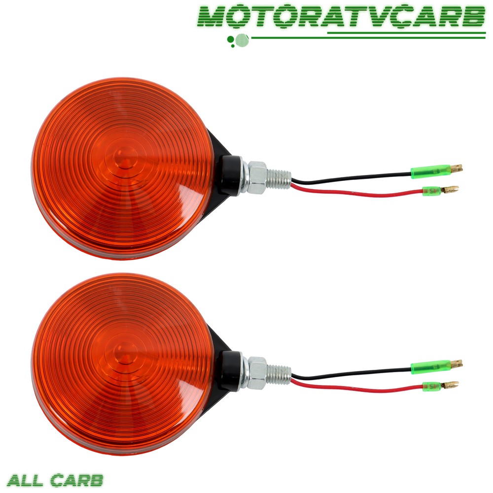ALL-CARB 2 PCS Amber Round Side Marker Light Lamp Dual Face Turn Signal Tractor