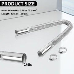 1 inch Stainless Steel Exhaust Hose, 23.6″ Flexible Exhaust Size: 23.6in/60cm