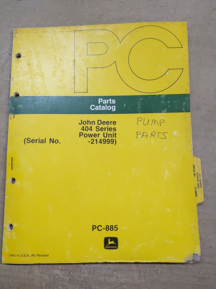 John Deere 404 Series Power Unit Parts Catalog, PC-885