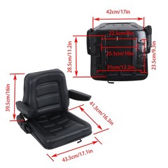 Trenchers Garden Lawn Mower Seat Forklift Seat with Adjustable Backrest Armrest
