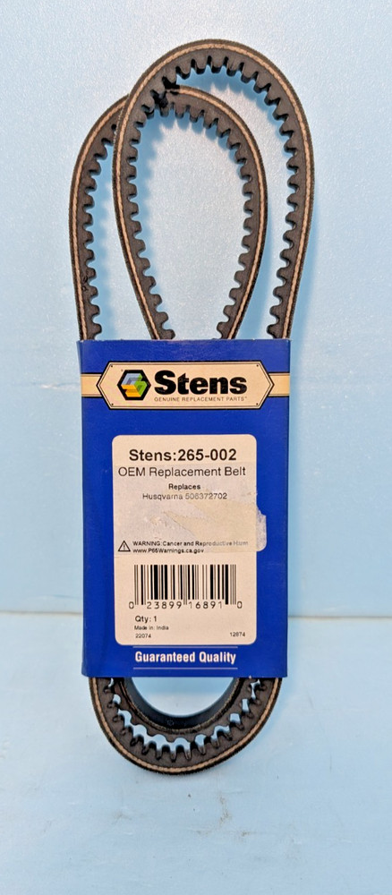 NEW Stens 265-002 Drive Belt Replaces Husqvarna 506372702