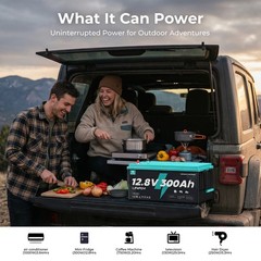 12V 300Ah LiFePO4 Battery Deep Cycles 3840Wh 200A BMS for RV Solar Home Boat