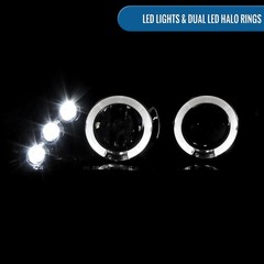 1993-1997 Toyota Corolla LED Dual Rims Projector Headlights Black Smoke Pair