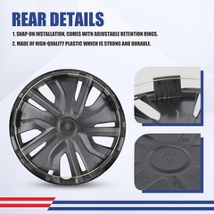 14in Snap-On Hubcaps Set 4 Mitsubishi Mirage 2014-2025 Versa Matte Black