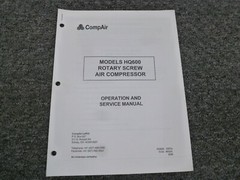 CompAir HQ600 Rotary Screw Air Compressor Owner Operator & Service Repair Manual