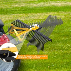 60in 3-Point Hitch Cat 1 Landscape Rake, 360° Rotatable Tow-Behind Tractor Rake