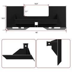 1/4″ Quick Attach Skid Steer Mount Plate with 2″ Cutout Trailer Hitch Receiver