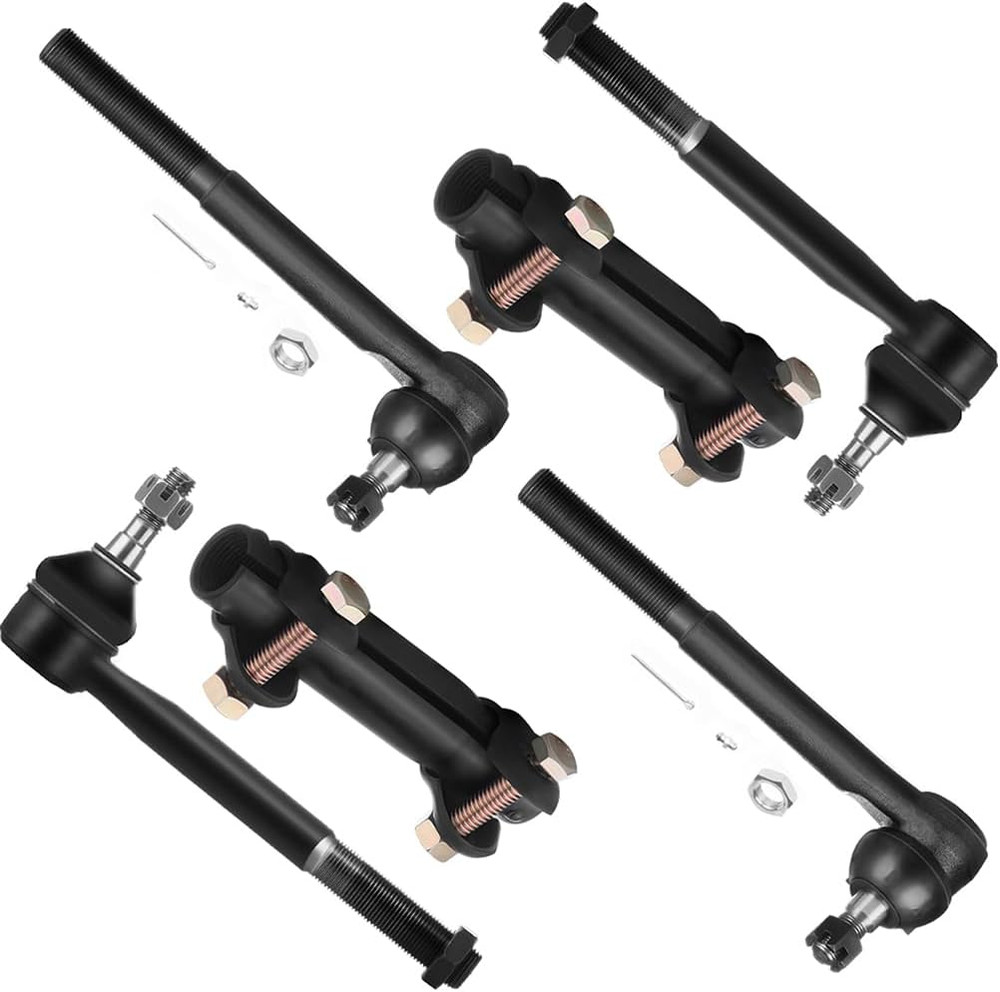 6Pcs Suspension Kit 2 Outer 2 Inner Tie Rod Ends 2 Tie Rod End Adjusting Sleeves