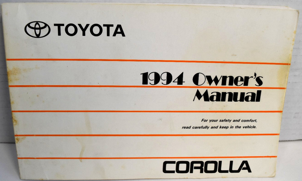 1994 Toyota Corolla Owner’s Manual & Maintenance Guide OM12565U *GOOD*