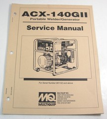 Multiquip MQ ACX-140GII Portable Welder Generator Service Workshop Repair Manual