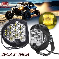 2X 5″ LED Work Light Bar Spot Fog Pod Amber/W Fit Jeep Wrangler JK TJ CJ Offroad