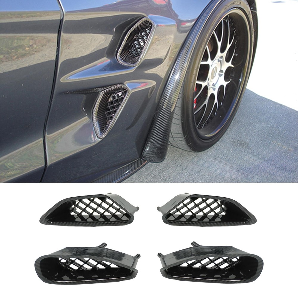 4PCS Corvette C6 ZR1 2005-2013 Front Fender Air Vent Grill Carbon Fiber Painted
