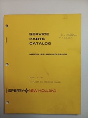 New Holland Model 851 Round Baler Service Parts Catalog Manual 1982