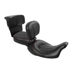 Low-Profile Leather Seat Pillion Backrest Pad Touring 14-23 Black Red