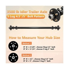 dreamdragon 3500 lbs Trailer Axle with 5×4.5 Idler Hubs – 89″ Hubface 74″ Spr…