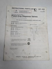 GRACY PISTOL GRIP DISPENSE ELECTRONIC LUBRICANT METER 307-994 PARTS LIST MANUAL