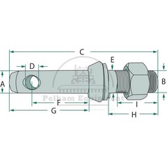 45659 Lower Link Pin, 3-Point Linkage, Cat 1/2, 28mm, 203mm Length