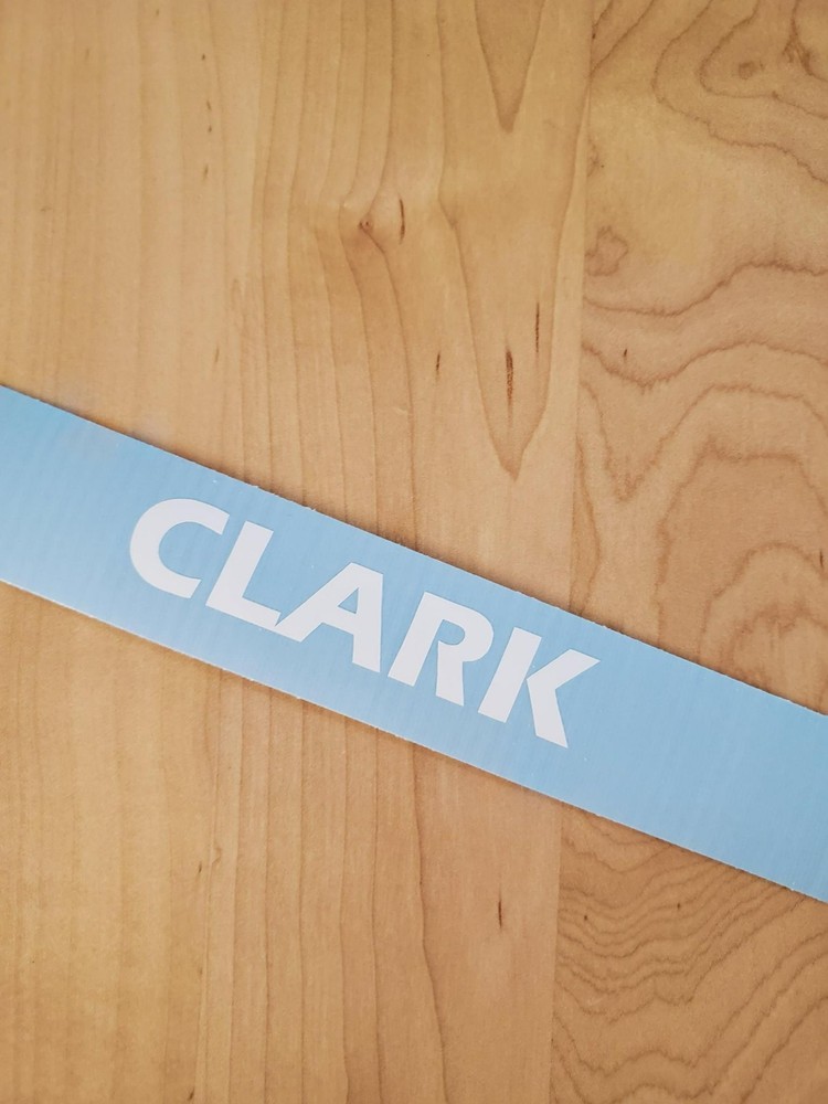 CLARK last name decal sticker vinyl (2) PAIR Gloss WHITE 10″ FAST USA