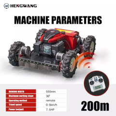 Remote-controlled gasoline lawn mower, suitable for backyards and outdoors.