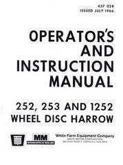 White 252 253 1252 Wheel Disc Harrow Operators Manual
