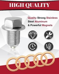 M14x1.5 Magnetic Oil Drain Plug, Stainless Steel Engine Oil Pan Size: M14x1.5