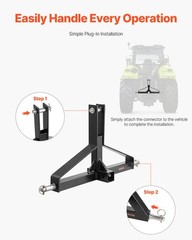 VEVOR 3 Point 2″ Receiver Trailer Hitch Category 1 Tractor Quick Hitch Drawbar