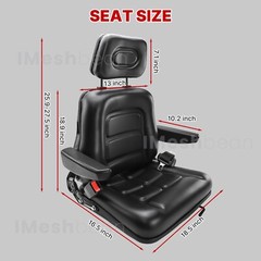 Tractor Forklift Seat Excavator Universal Adjustable Backrest Armrest Safty Belt