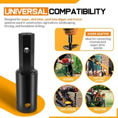 23-062 Heavy Duty Auger Adapter 2-9/16″ Female Round to 2″ Male Hex Auger Drive