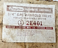 DAYTON 2E401 3/4″ GAS MANIFOLD VALVE & 32″ POWER GENERATOR & PILOT 2E469