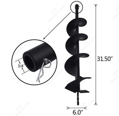 6 inch Earth Drill Bits For Gas Powered Post Fence Hole Digger Cast Steel