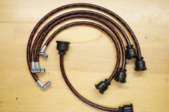 Ford 8N Black & Red Deluxe Cloth Spark Plug Wires Late Model 1950 51 52