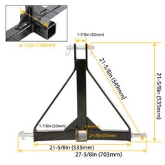 3 Point 2″ Receiver Trailer Hitch Category 1 Tractor Tow Drawbar Adapter Upgrade