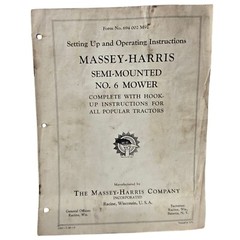 Massey Harris No 6 Semi Mounted Mower Manual Tractor Implement