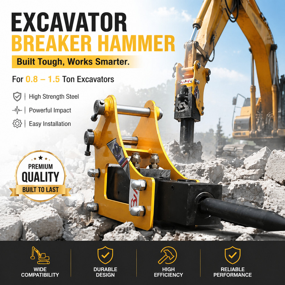 Hydraulic Breaker for Mini Excavator 0.8-1.5 Ton Hammer Attachment USA Shipping