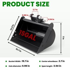 500mm No Tooth Flat Plain Grading Bucket Attachment for Mini Excavator Up To 2 T