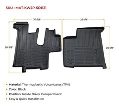 Semi Truck Black Floor Mats Liners Fits T600, T660, T800, W900 -2Pcs
