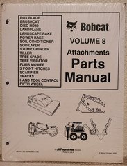 Bobcat Volume 8 Attachments Parts Manual #6901471 (2)- Brand New, Sealed!