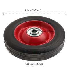 PINGEUI 4 PCS 8 Inch Solid Rubber Tire, Flat Free 8 inches, black, red