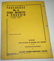 Massey Harris MH 6 Semi Mounted Power Mower Parts Catalog Manual Book ORIGINAL!