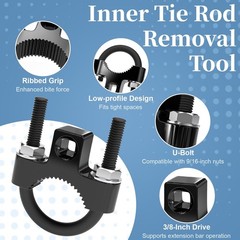 Inner Tie Rod Removal Tool, Tie Rod Puller with Non-Slip Teeth, 3/8” Universal