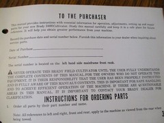 Brady 3400 Field Cultivator Operators & Parts Manual Koehring Farm Equipment