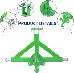3-Point Quick Trailer Hitch 2″ Receiver for Cat 1 Tractors w/ Towing Hook & Ball