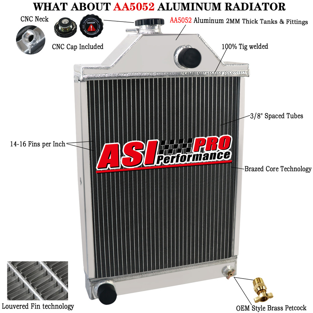 4-Row Aluminum Radiator For Massey Ferguson 165 175 180 3165 506244M91 194701M91