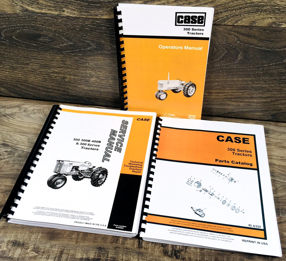 Case 300 301 310 311 312 Tractor Service Manual Parts Catalog Operators Set Shop