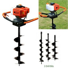 72CC/52CC Post Hole Digger Gas Powered Earth Auger Borer Ground w/ 4″ 6″ 8″ Bits