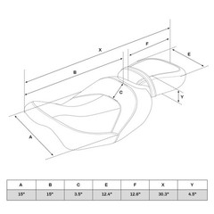 Low-Profile Driver/Pass Seat Chopped Back Pad fits Touring 14-23 RK Red Stitch