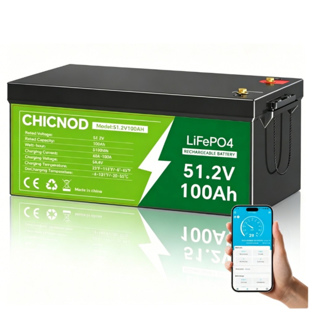 48V 100Ah CHICNOD LiFePO4 Bluetooth Lithium Battery with BMS For Solar Golf Cart