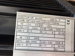 Hoosier Crane Konecranes 15/2.5 KW Servo Motor Hoist MF13ZA106N155P44011TKIP55