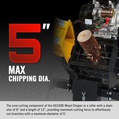 MechMaxx 5” DUCAR 420cc 15HP E-start Gasoline Engine Wood Chipper,GS1500